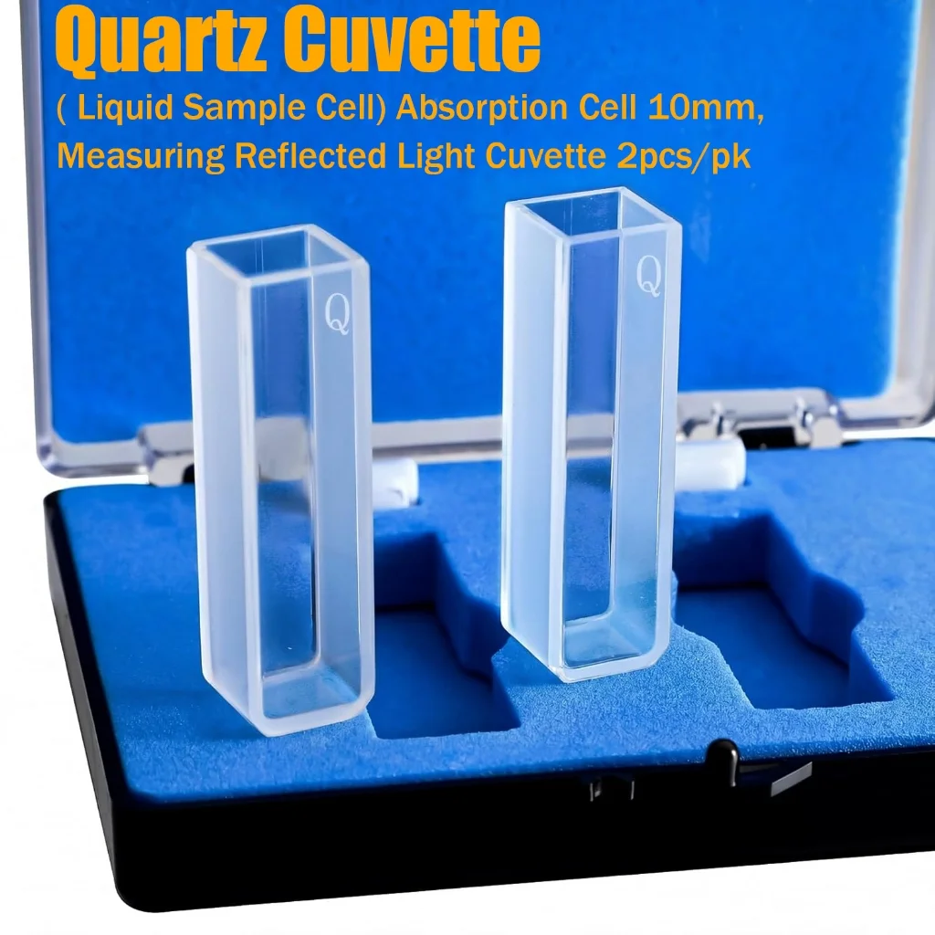 YOKON Lab Quartz Cuvette 10mm Optical Path PTFE Lid High Precision Sample Cell for Spectrophotometer Water Chemical Analysis
