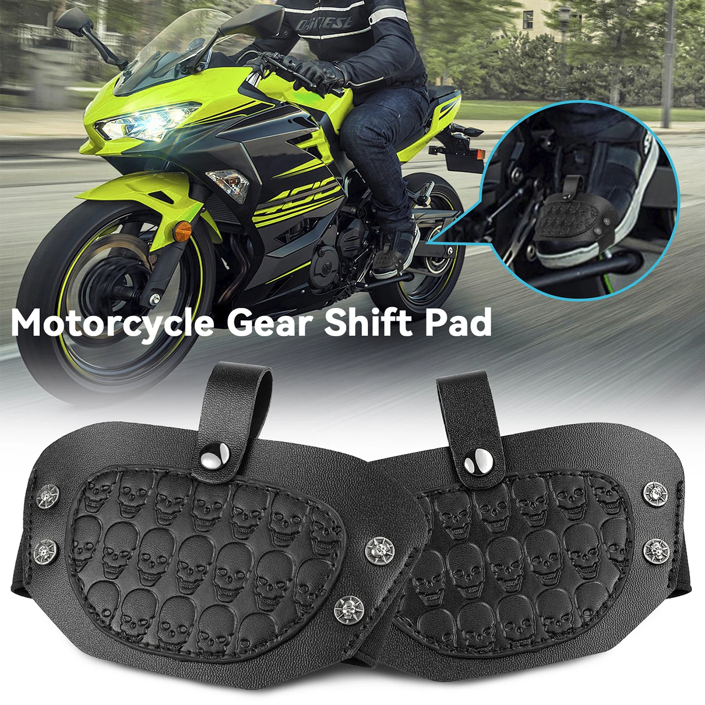 Motorcycle Shoe Cover Motorcycle Shifter Pad Boot Cover Rubber Shoe Protector Pads Accessories Universal (Black/Brown)