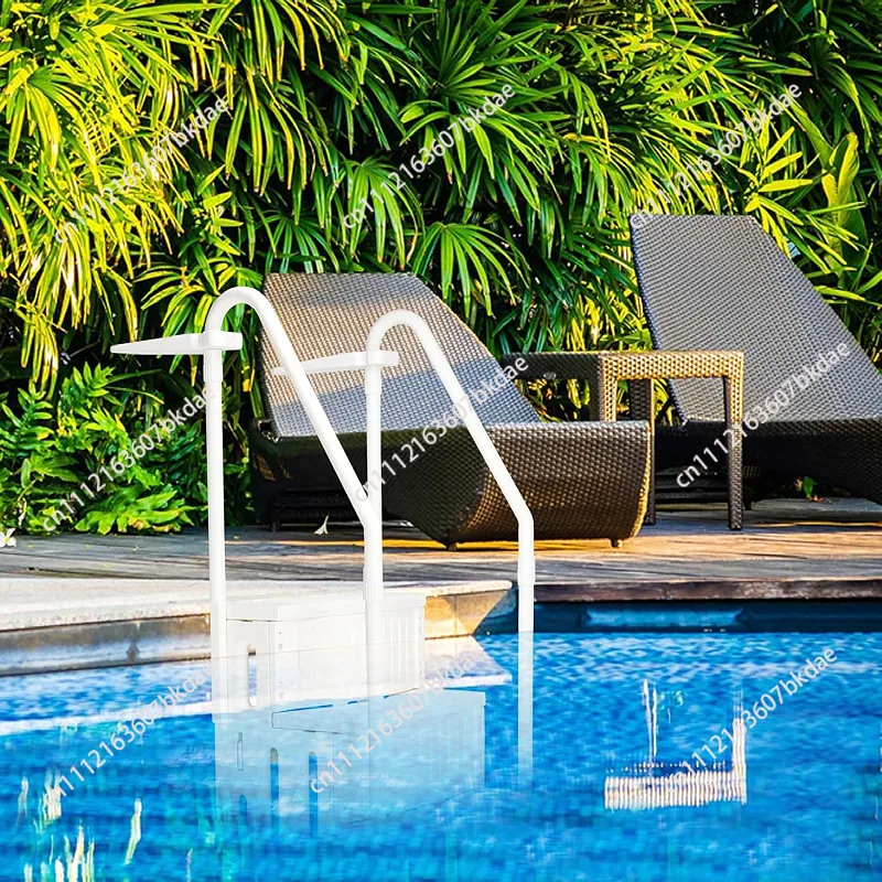 4-Step Pool Ladder for Spa & In-Ground Pools, Adjustable Height with Anti-Slip Plastic Steps, Portable Design