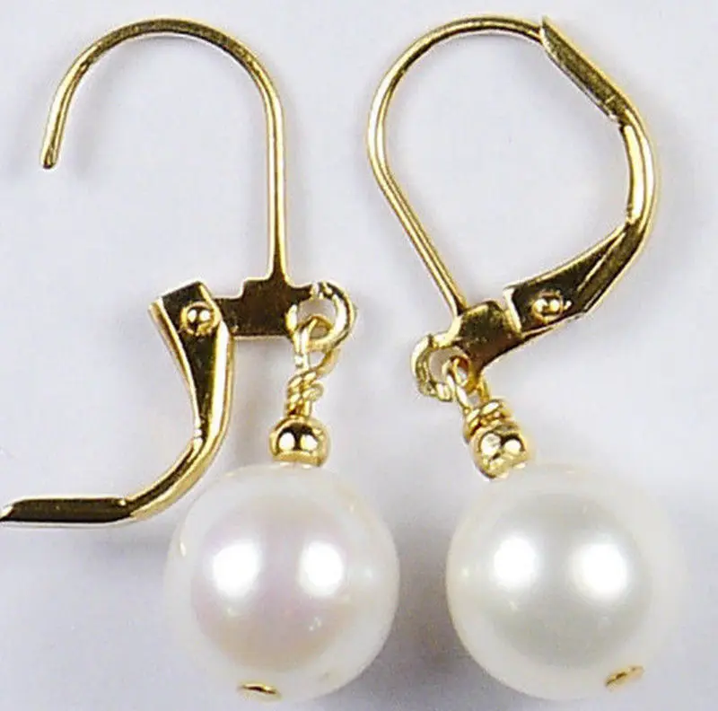 

charming a pair of 9-10mm south sea white dangle pearl earring