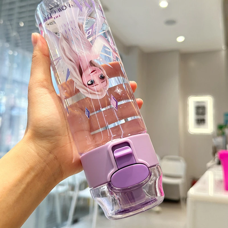 Hot Disney Princess 550ml Water Cup Drinking Children Portable Water Bottle Plastic Strawberry Bear Cartoon Large Capacity Girls