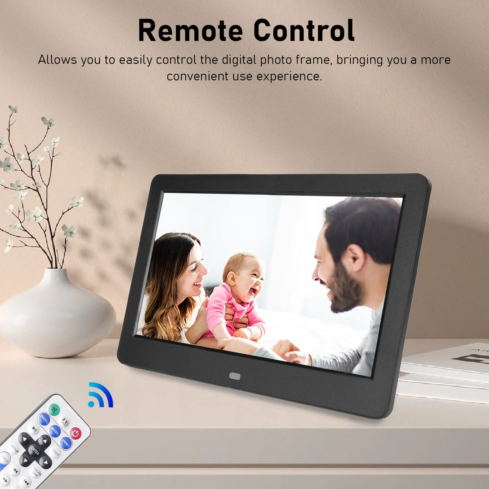 إطار صور رقمي 10 بوصة 1920x1080 إطار صور رقمي قابل للتركيب على الحائط متعدد الوظائف للتحكم عن بعد للفيديو