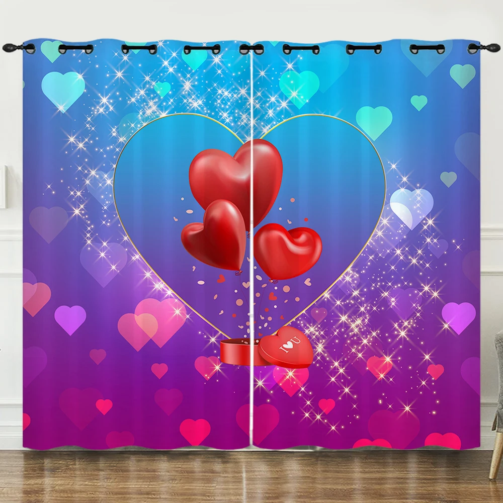 Love Heart Window Drapes Kids Colorful Hearts Curtains for Bedroom for Boys Girls Couple Lover Romantic Sweet Love Window Decor