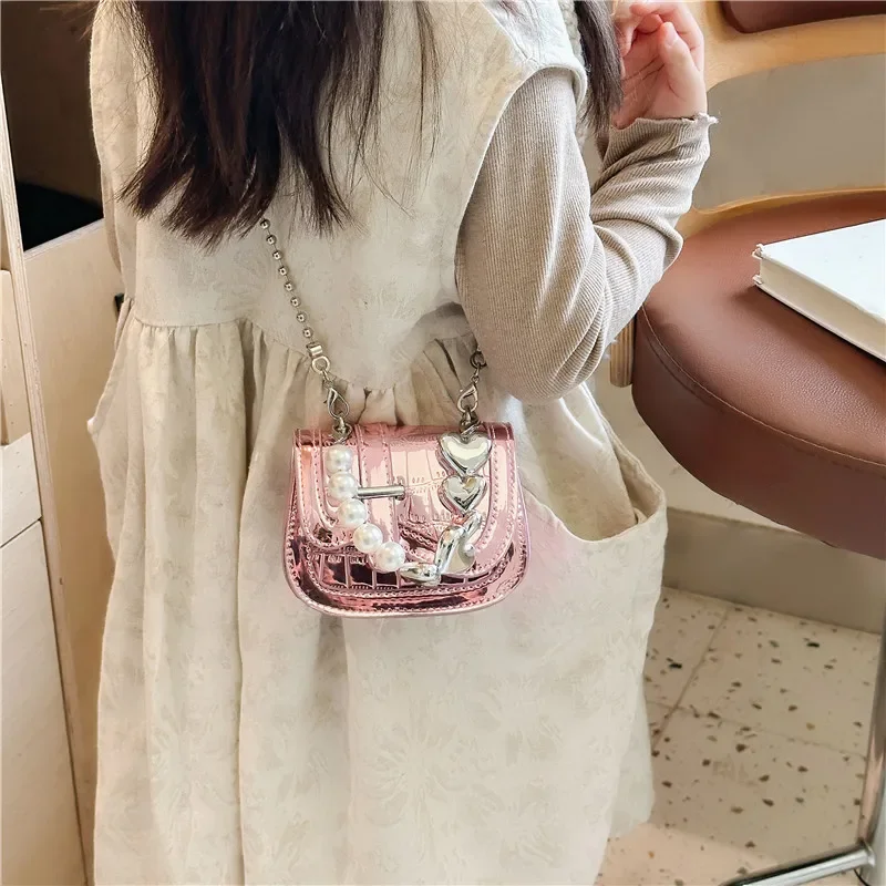 Zaino per bambini alla moda Nuova borsa versatile per ragazza alla moda Mini borsa da scuola squisita con perle carine Borsa da principessa elegante con temperamento