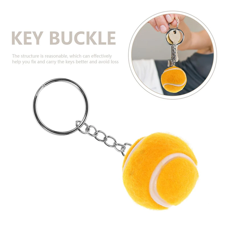 6Pcs Tennis Ball Key chain Car Key Ring sport chain sliver color Bag pendant KeyChains For Man Women Gift wholesale