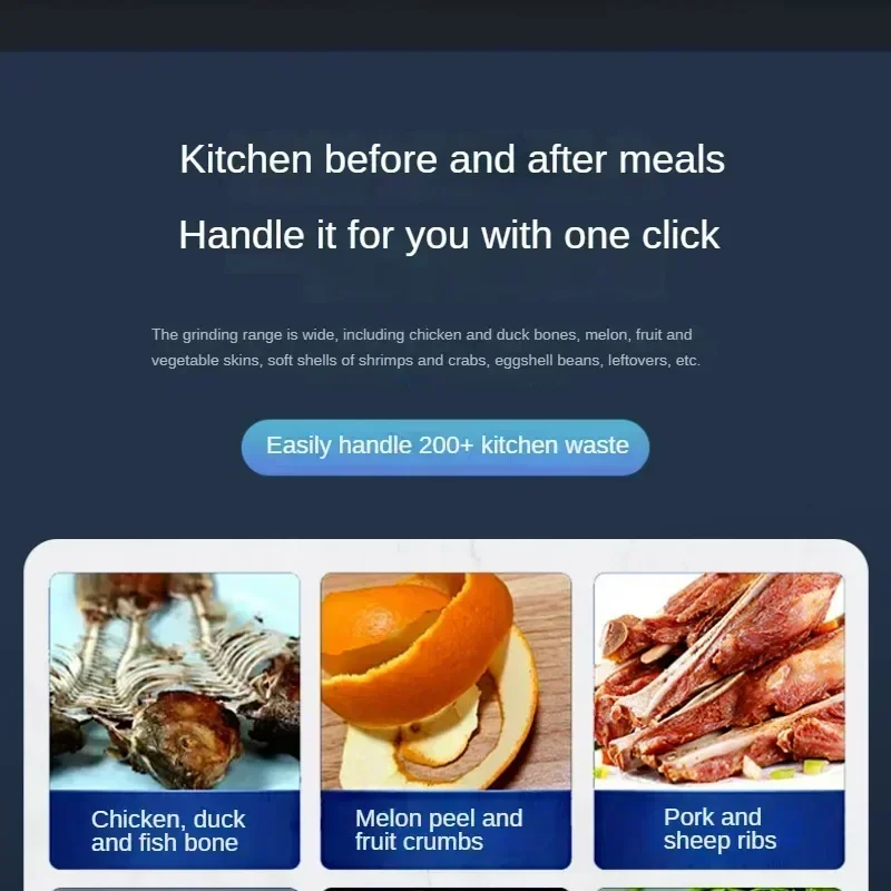 ห้องครัวอาหารการกําจัดขยะน้ําอัตโนมัติขยะสวิทช์อากาศทิ้งเครื่องใช้ในครัว poubelle de cuisine