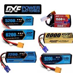 2 uds DXF batería 3S Lipo 11,1 V 11,4 V 5200mah 6200mah 7200mah 8000mah 9200mah 6750mah 80C 100C 130C con EC5 XT90 T para coche RC