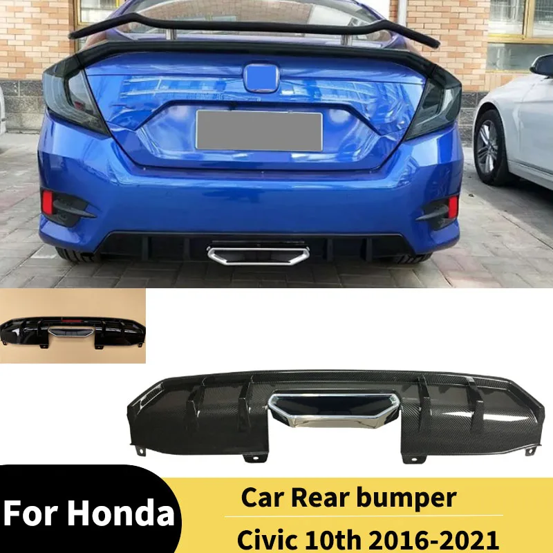 Para Honda Civic 10th 2016-2021 difusor de labio de parachoques trasero de coche modificación de alerón embellecedor de garganta trasera con kit de carrocería de lámpara Tuning