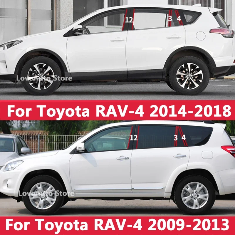 

For Toyota RAV-4 RAV4 XA30 XA40 2009-2018 Car Window Central Column B C Pillar Cover Trim Mouldings Sticker Frame Accessories