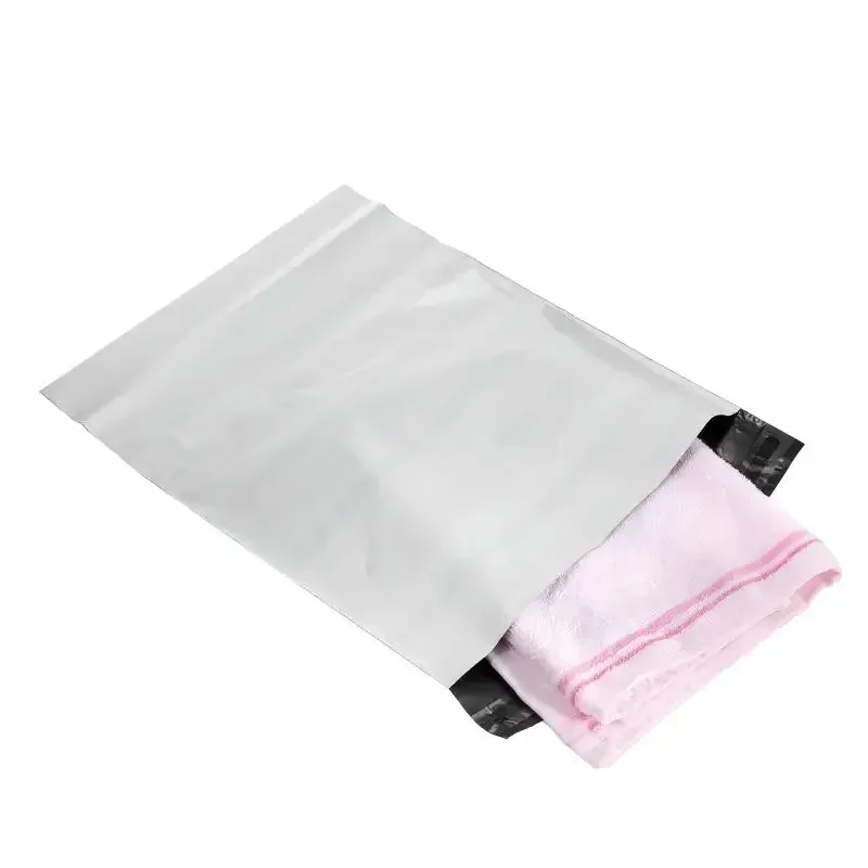 Enveloppes en papier PE opaque, sacs de rangement express en plastique blanc, sac de courrier à fermeture auto-arina, 100 pièces