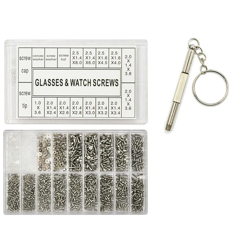 Hot Sell 1000pcs Stainless Steel Micro Glasses Sunglass Watch Spectacles Phone Tablet Screws Nuts Screwdriver Kits Repair Tool