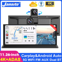 11.26 Inch 4K ADAS DVR Wireless CarPlay Android Auto Dash Cam Bluetooth Audio GPS Navigation Dashboard Dual Lens Video Recorder