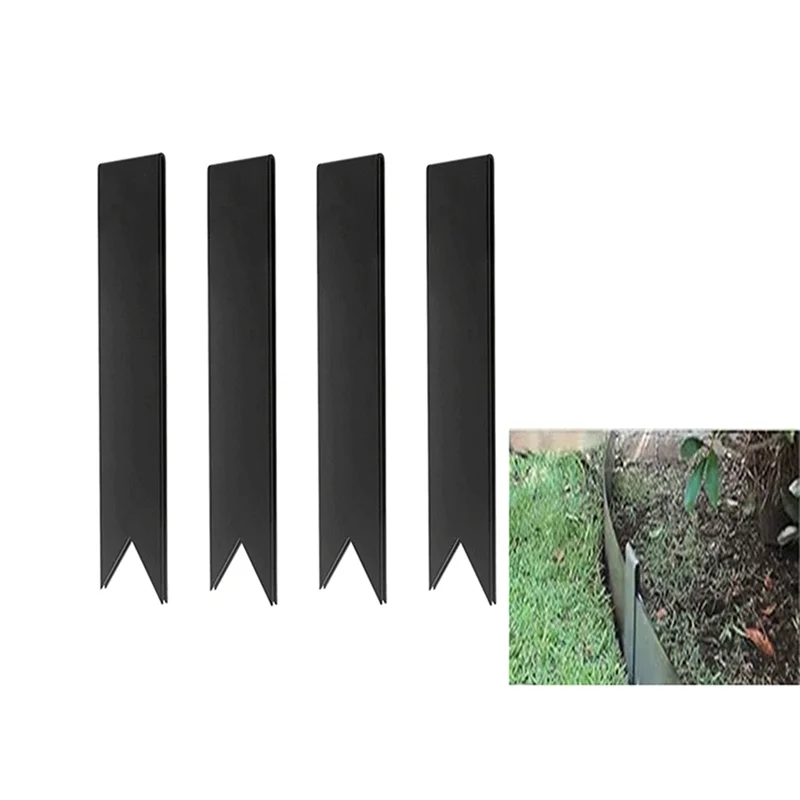 

4 Pack Connector Clips, Height Cor-Ten Metal Stakes For 6 & 8 &14 Inch Tall Steel Landscape Edging Easy To Use , Black, 16.2In