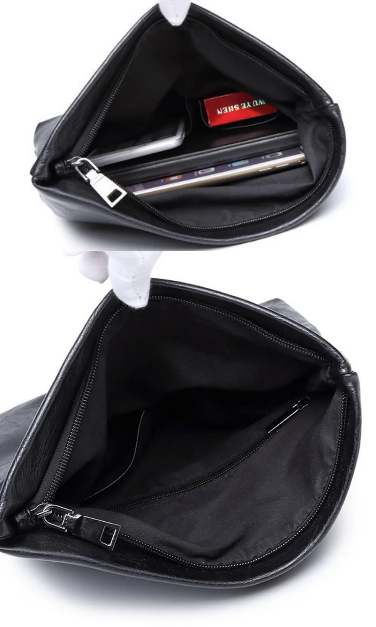 New Men Fold‑Over Clutch Bag Large Capacity Zipper Closure Handbag Business Envelope Purse for Office Daily Business Occasions view 4