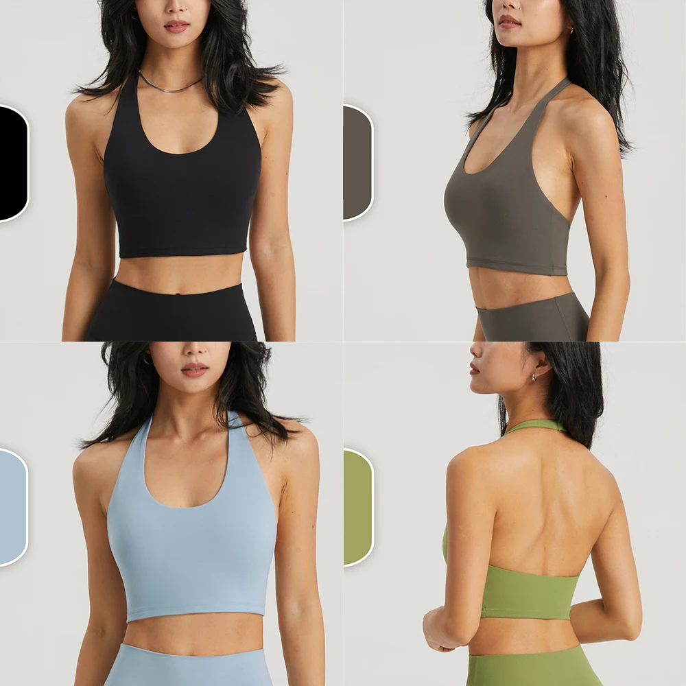 Vnazvnasi hängender Hals Sport-BH für Frauen Fitness studio halb feste Cups Top für Fitness weibliche Push-up Feuchtigkeit aufnahme Yoga Unterwäsche