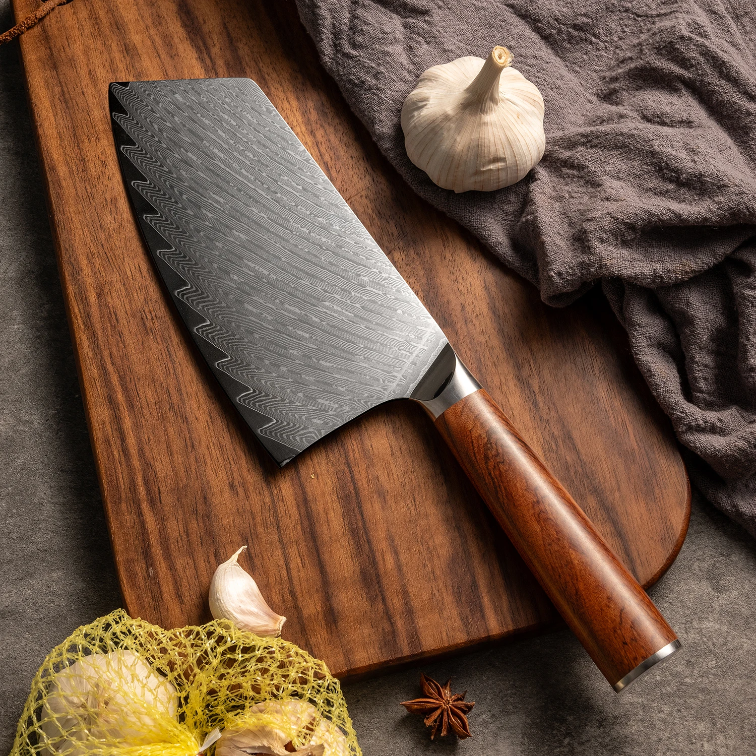 

7 Inch Slicing Knife 67 Layers Damascus Steel VG10 Blade Sharp Chefs Cleaver Handmade Kitchen Knives Cooking Tools Wood Handle