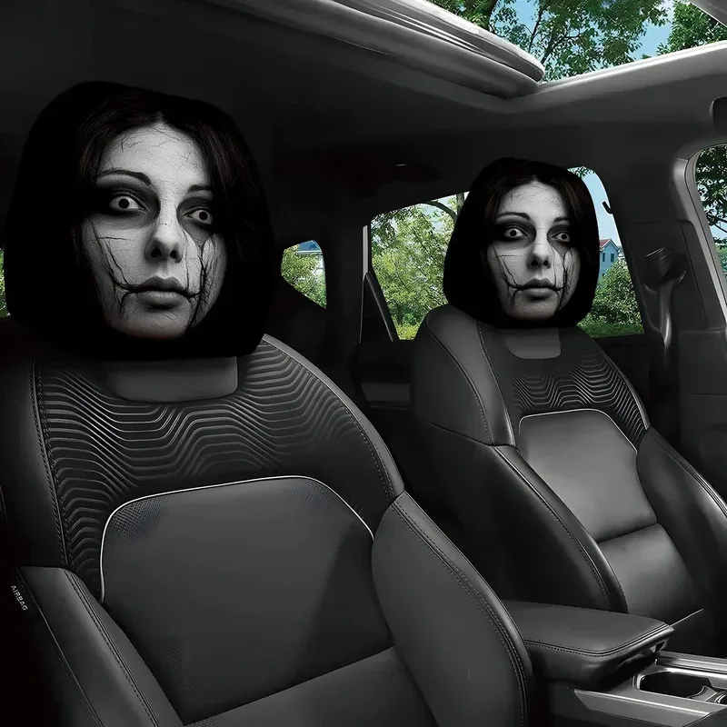 2 peças de capas para encosto de cabeça de carro com estampa de caveira, ajuste elástico, leves, laváveis, elegantes, para decoração de interiores.
