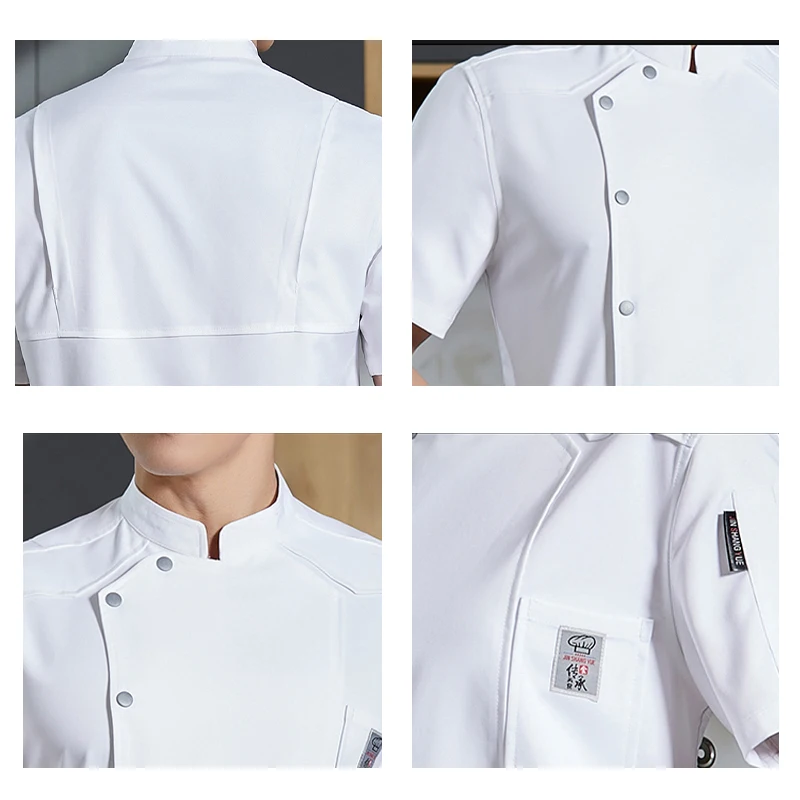 Professionele Keuken Jas Chef-Uniformen Zomer Hotel Kookshirt Cafetaria Kok Ober Kostuum Bakkerij Kapper Overalls