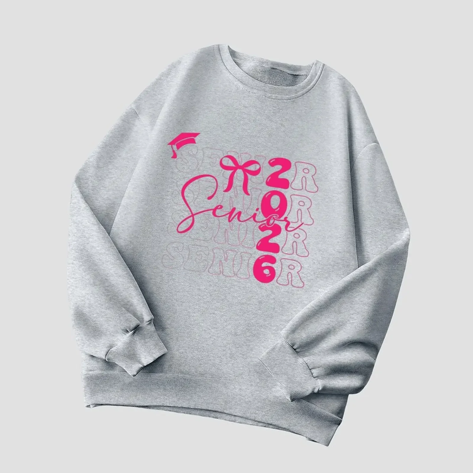 Women's Sweater Round Neck Sweatshirts Velvet Winter Casual Printed Pattern Print Pullovers Autumn Woman Clothes 2025