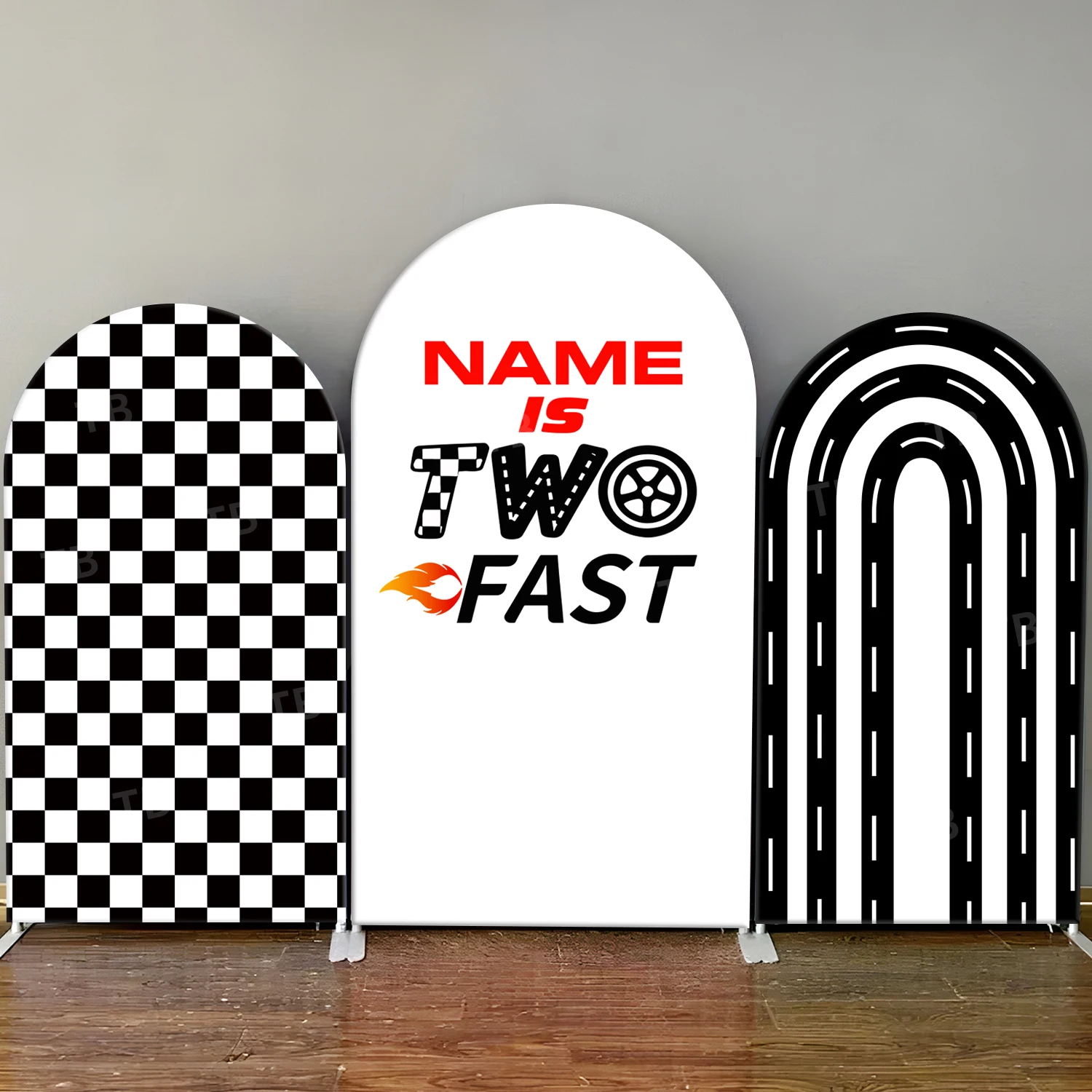 

TB Custom Name Arch Backdrop Cover Two Years Old Kids Birthday Party Decoration Baby Shower Photo Background Wall Elastic Fabric