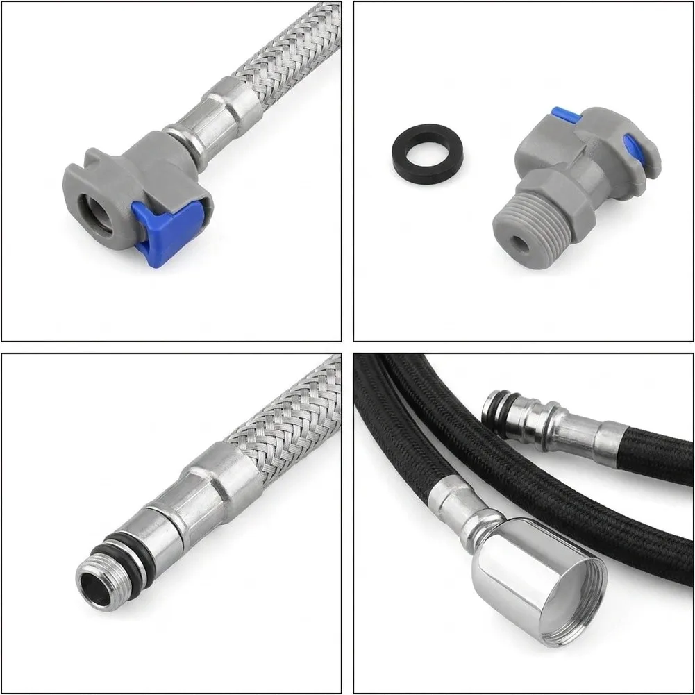 G1/2 59 Inch Pull Down Kitchen Faucet Hose Black Nylon Weave 360 Rotation for Owofan Forious Appaso and Similar Faucets