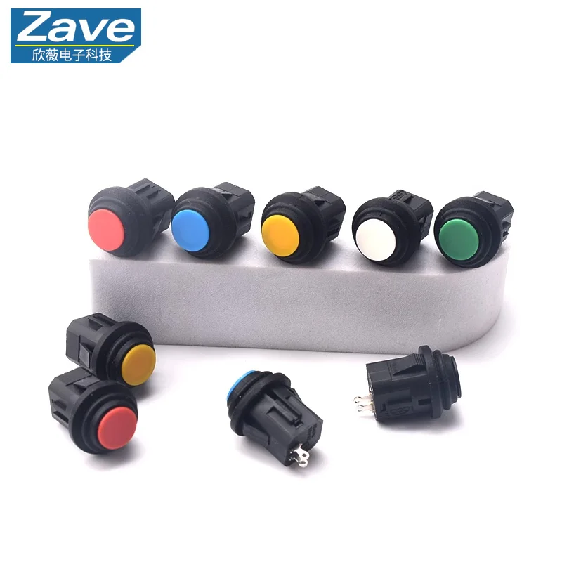 14mm Round Head Integrated Waterproof Snap-in Push Button Switch, Self-Reset/Latching, Normally Open (Make on Push) PBS-1405