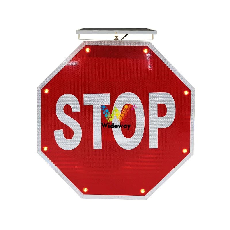 Zebra Crossing Solar Intelligent Warning Sign Slow Down Stop Solar Octagonal STOP Sign