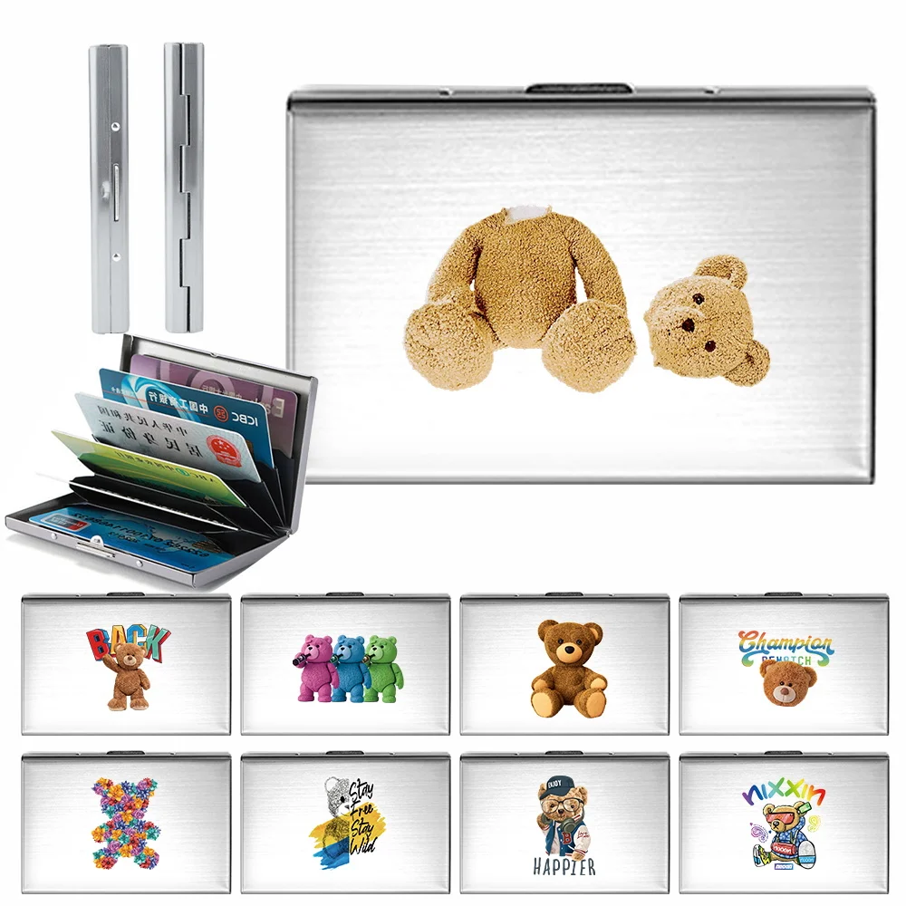 Compact square metal card box with built-in layered compartments, card storage box for shopping outings.