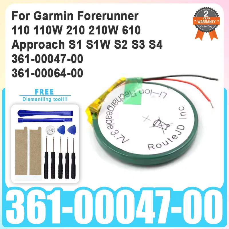 Replacement Battery For GARMIN FORERUNNER 110 110W 210 210W 610 APPROACH S1 S1W S2 S3 S4 361-00047-00 361-00064-00