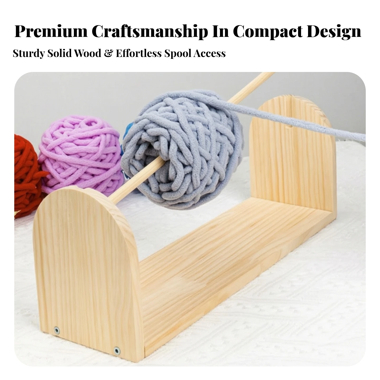 Ribbon Rack with Dowel Easy to Assemble Ribbon Organizer Rack Wooden Spool Holder Space-Saving Compact for Crafters, Craft Room