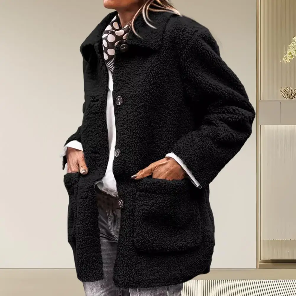 Women Plush Jacket Solid Color Jacket Stylish Women's Faux Fur Jacket Collection Plush Sherpa Coats for Winter for Work