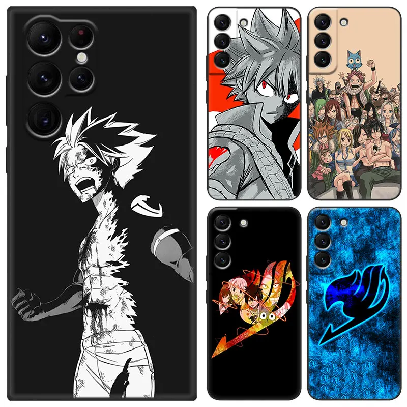 Anime Fairy Tail Black Phone Case For Samsung Galaxy S23 Ultra S22 S21 Plus S20 FE A13 A14 A23 A24 A25 A33 A34 A52S A53 A54 5G