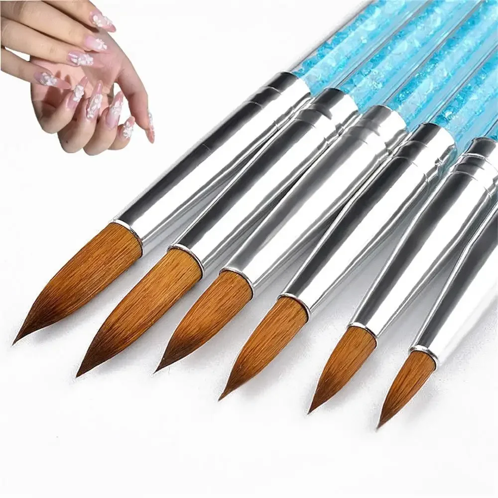6-Piece Nail Carving Pen Set - Sky Blue Acrylic Diamond Shank Gel Brush for Professional Salon Manicure Tools