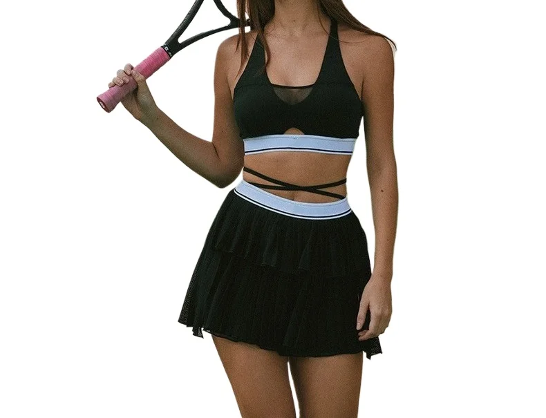 

Beauty Back Sports Bra Tennis Skirt with Shorts Yoga Skirt Sets Gym Set Women Golf Badminton Sportswear Yoga Bra Tennis Skirt