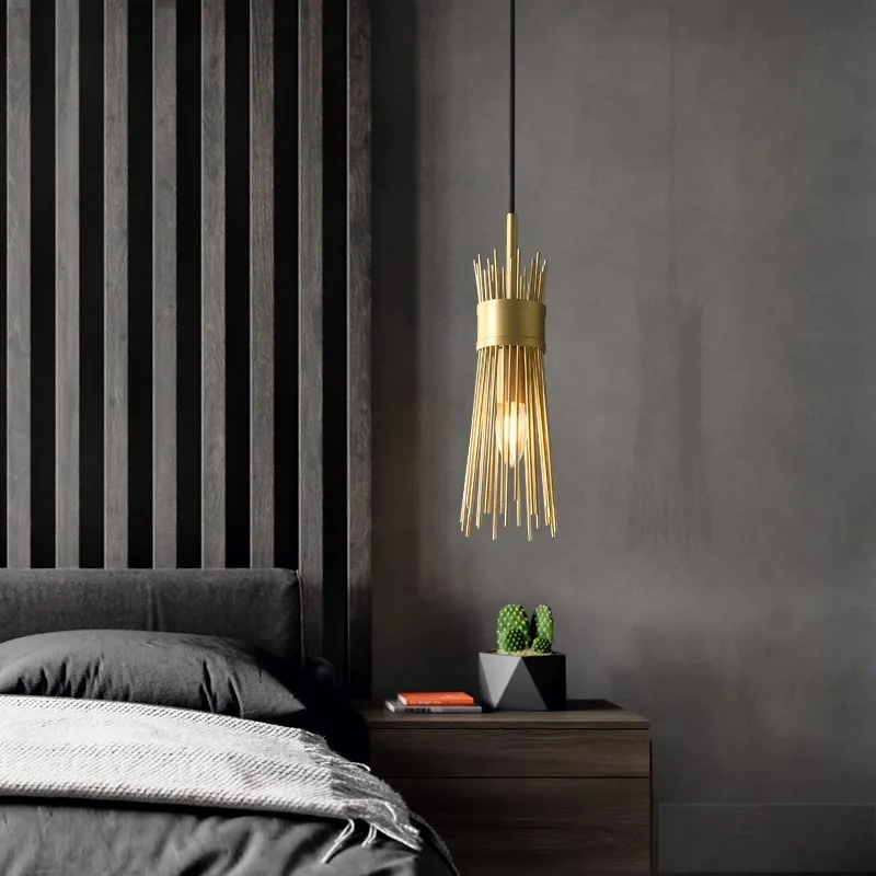 Modern Luxury Bedroom Bedside Brass Chandelier Living Room Background Wall Dining Room Bar Counter Single Head Copper pendant