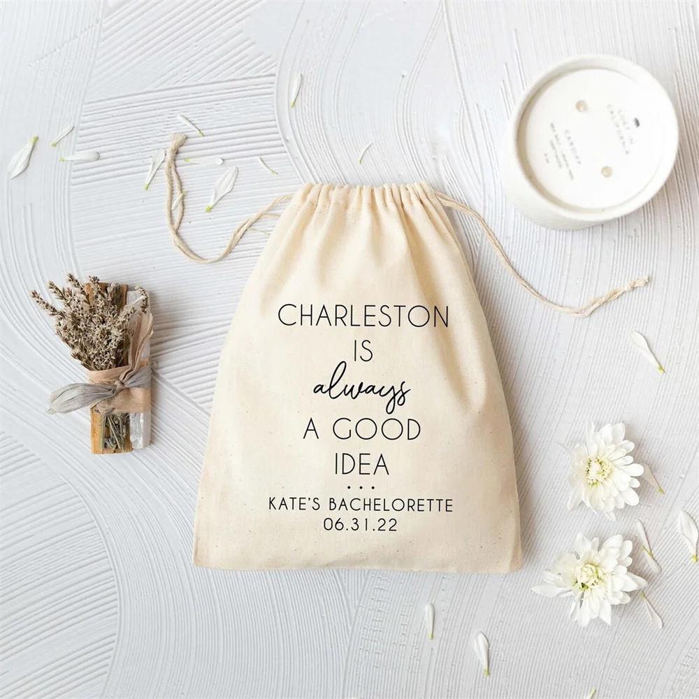 25 Stuks Charleston Vrijgezellin-Aangepaste Vrijgezellentassen-Vrijgezellentasje Goodiebag-Vrijgezellenwelkomsttas-Charleston Weddi