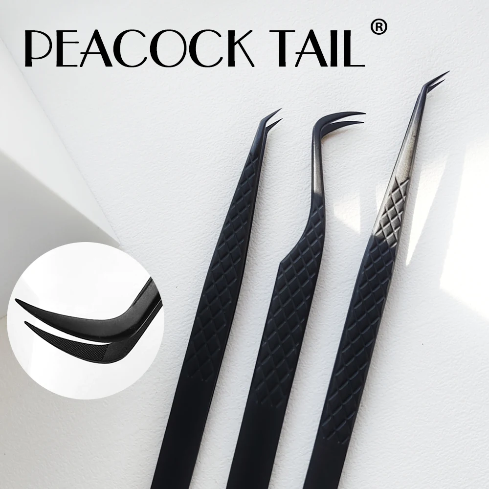Big Fiber Tip False Lash Tweezers For Eyelash Extensions Black tweezer perfect close tip of tweezer for eyelashes