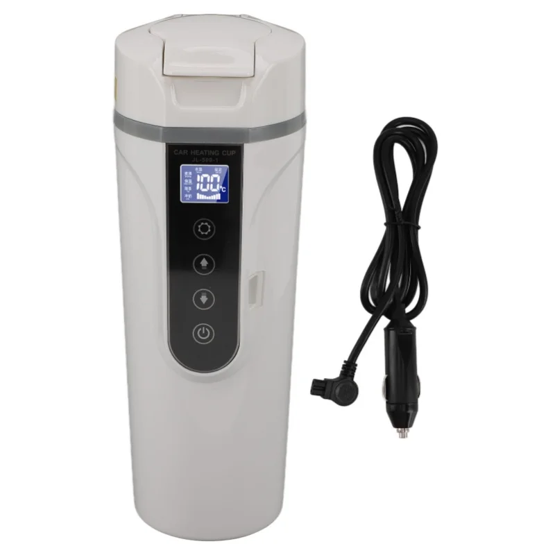 12V 24V Portable Electric Kettle for Car 500ml Hot Water Mug with Intelligent Screen Display On the Go