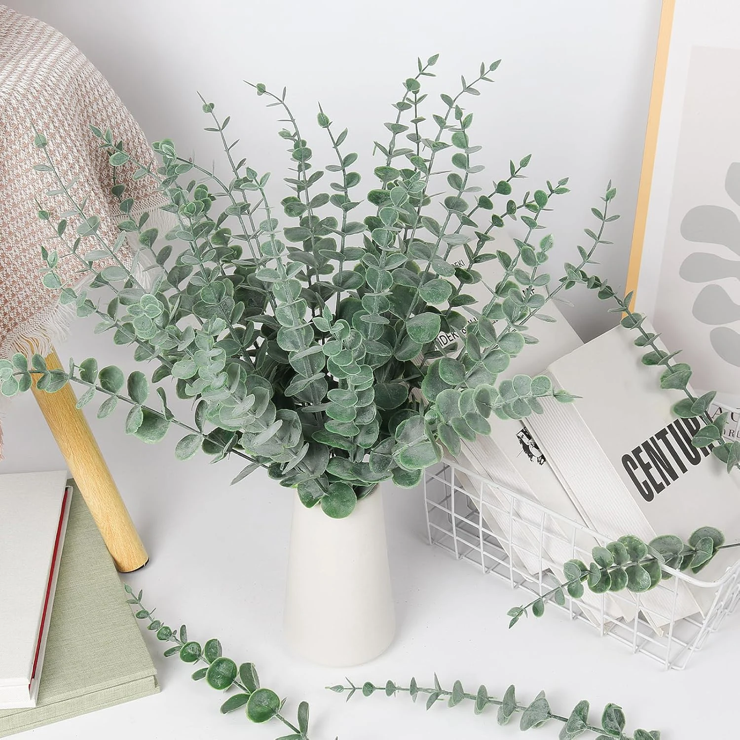 10/100 Stück Künstliche Eukalyptusblätter Großhandel Künstliche Pflanzen Vasen Heim Tisch Party Hochzeit Deko Garten Weihnachten DIY Scrapbook