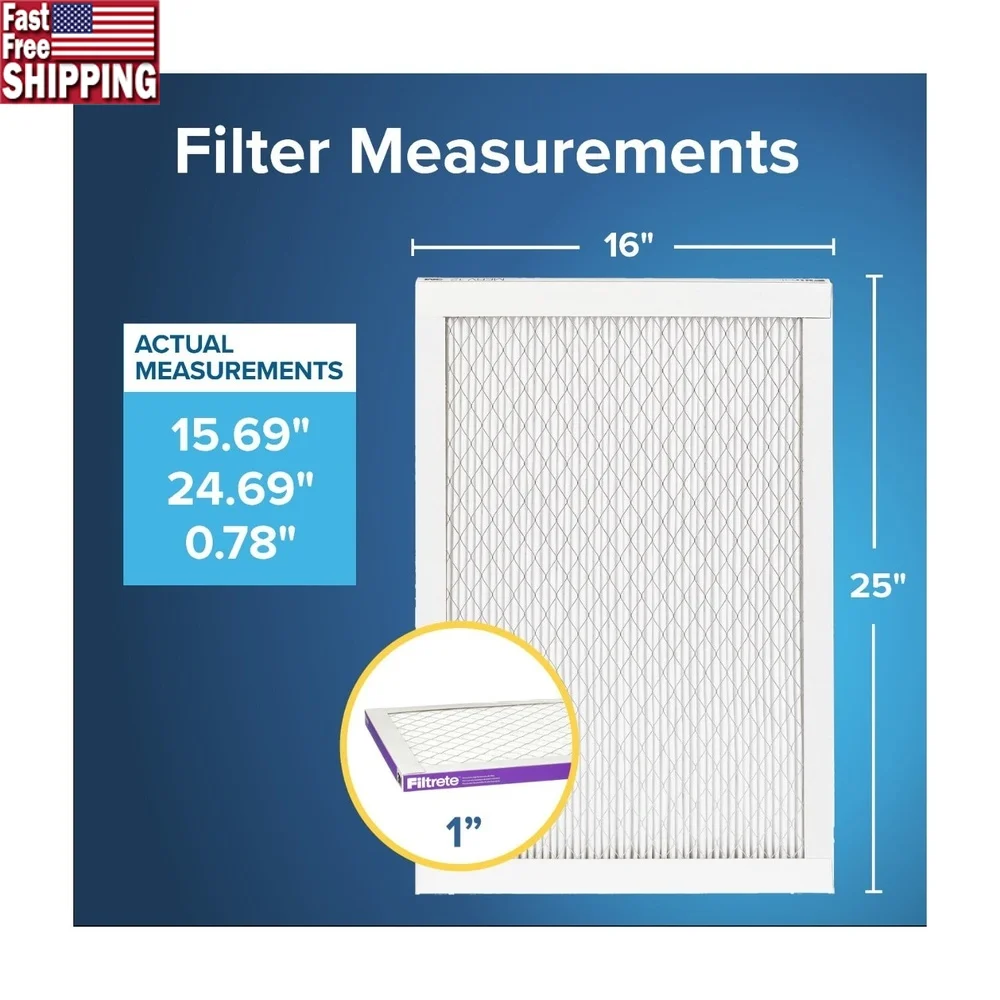 

Воздушный фильтр HVAC 16x25x1 MPR 1500 MERV 12, фильтры для аллергии, система переменного тока для печи, 2 упаковки, удаление пыли и бактерий