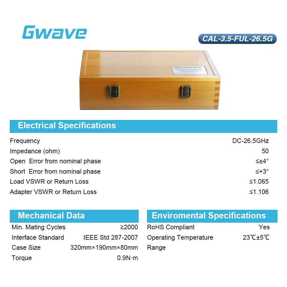 High Frequency 3.5mm Female&Male Open Short Load Adapter 50 Ohm Calibration Kit 26.5GHz r f VNA Gwave Brass Stainless RoHS