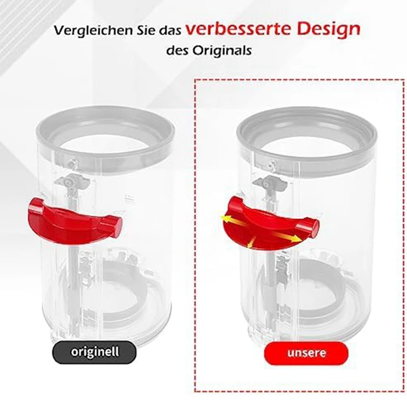 Atualizado Dust Bin Gatilho Interruptor, Vacuum Liberação Bin Handle, Dyson V10, V11, V12, V15, Gen5, Dirt Cup Abertura Handle