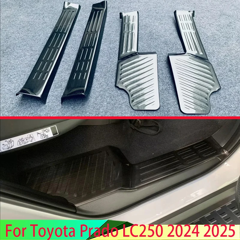 For Toyota Prado LC250 2024 2025 Stainless Steel Inner Inside Door Sill Panel Scuff Plate Kick Step Trim Cover Protector