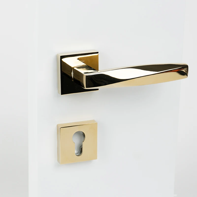 Factory direct sale VERQNI MANIGLIE & ACCESSORI HPF515 luxury zinc alloy Door Handle Lock Set Gold Anti-corrosion Interior Room