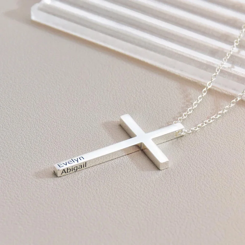 Fashion Cross Pendants Engraved Name Personalized Necklaces Nameplate Jewelry Stainless Steel Custom for Men Women Holiday Gift