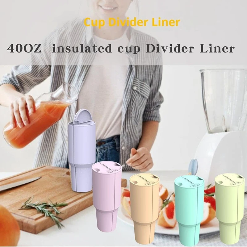 Drink Separator Silicone Liner,Dual Compartment Cup Sleeve For 40 Oz Tumbler Cup,Reusable Cup Divider For Stanley Cup Promotion