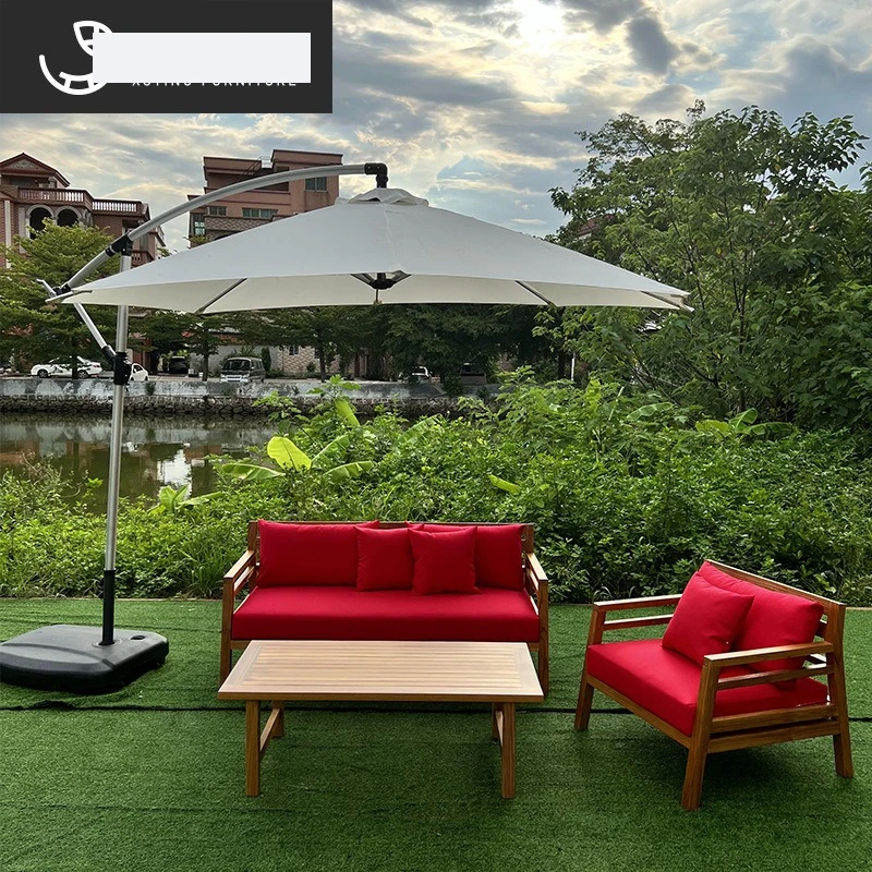 Outdoor garden courtyard full solid wood teak sofa outdoor cafe creative waterproof sunscreen recliner combination furniture