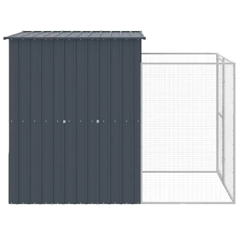 

Dog House with Run Anthracite 65"x98.8"x71.3" Galvanized Steel