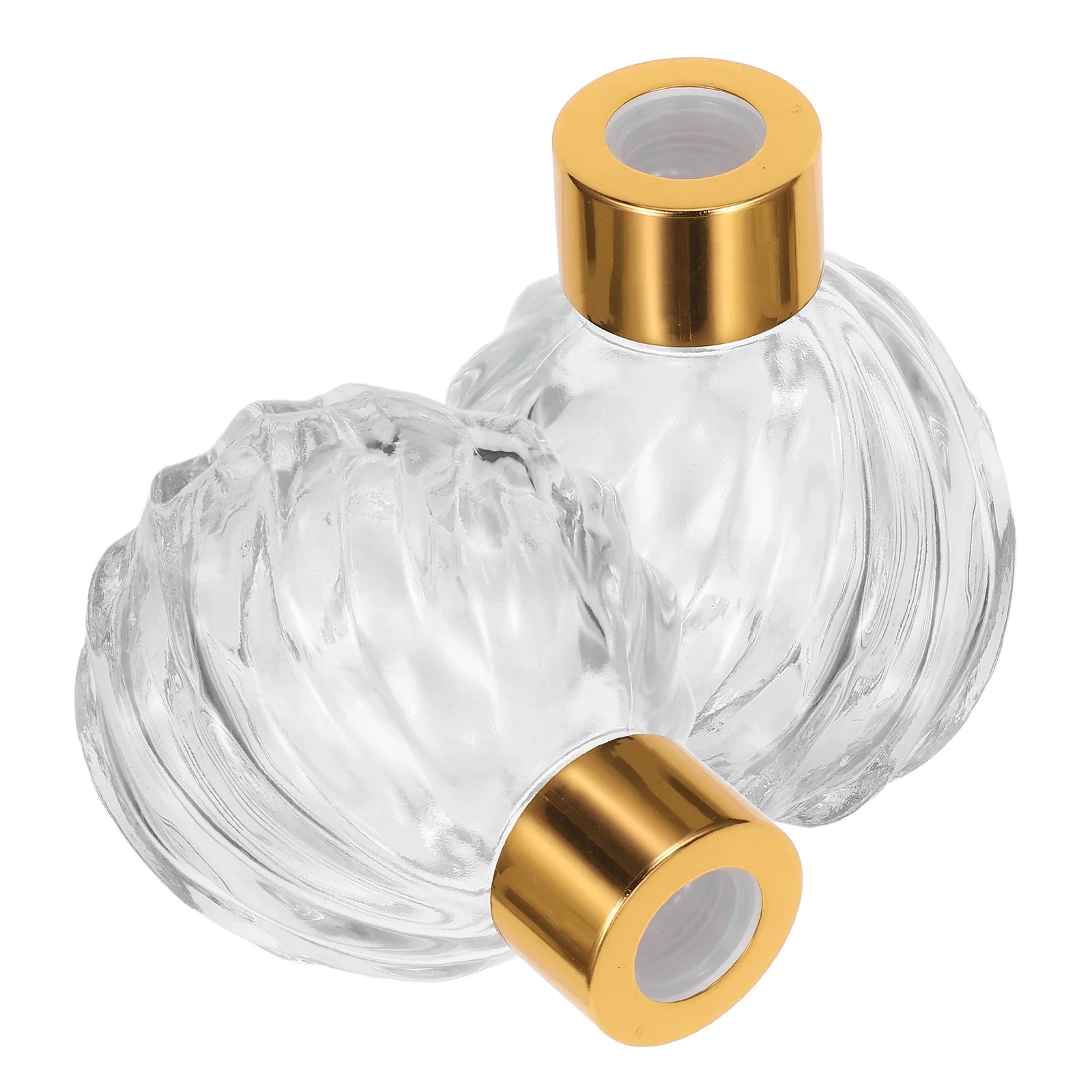 

2Pcs Clear Glass Vintage Diffuser Bottles 100ml Decorative Aromatherapy Oil Containers Elegant Gold Cap for Living Room Bedroom
