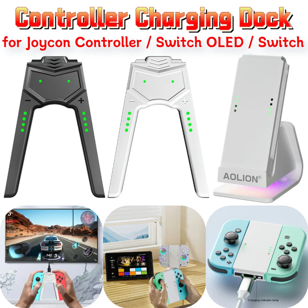 For Switch OLED Joy-Con Charging Grip Type C Mini Charging Dock Grip Play While Charging Charger Stand for Nintendo Switch OLED